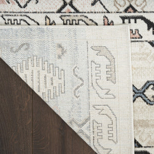 Homeroots 7' X 9' Ivory Tan & Blue Geometric Flatweave Area Rug - Durable, Stain-resistant, Boho Style Decor  Polyester 569907