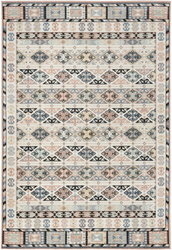 Homeroots 7' Geometric Flatweave Area Rug In Ivory Tan & Black - Durable, Stain Resistant, Perfect For Homes!  Polyester 569909