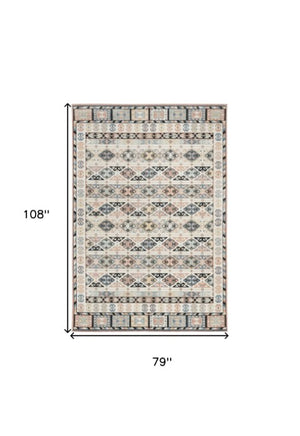 Homeroots 7' Geometric Flatweave Area Rug In Ivory Tan & Black - Durable, Stain Resistant, Perfect For Homes!  Polyester 569909