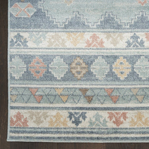 Homeroots 5' Geometric Flatweave Area Rug In Blue & Orange – Stylish, Durable & Stain Resistant For Any Room 7' X 9' Polyester 569910