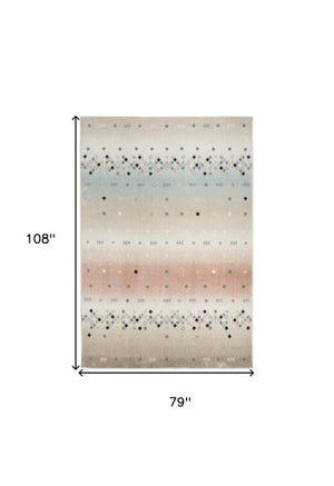 Homeroots 5' Tan Orange And Ivory Geometric Flatweave Area Rug - Durable, Stain Resistant, Perfect For Kids & Pets 7' X 9' Polyester 569911