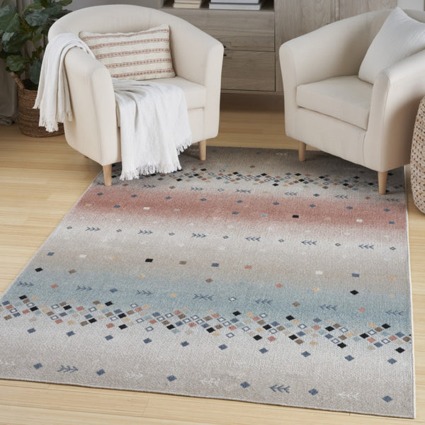 Homeroots 5' Tan Orange And Ivory Geometric Flatweave Area Rug - Durable, Stain Resistant, Perfect For Kids & Pets 7' X 9' Polyester 569911