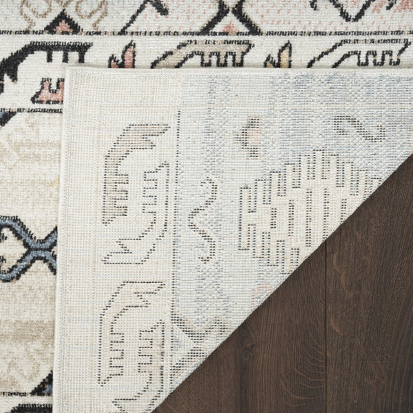 Homeroots 8' Geometric Flatweave Area Rug In Ivory Tan & Blue - Durable, Stain Resistant, Perfect For Kids & Pets!  Polyester 569913