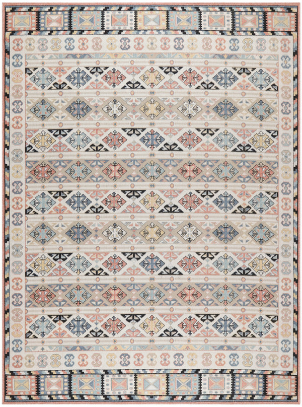 Homeroots 8' X 10' Ivory Tan & Black Geometric Flatweave Area Rug – Stylish, Durable & Stain-resistant Design!  Polyester 569915