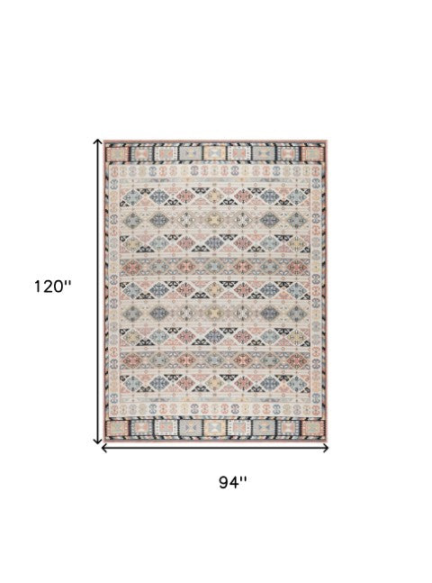 Homeroots 8' X 10' Ivory Tan & Black Geometric Flatweave Area Rug – Stylish, Durable & Stain-resistant Design!  Polyester 569915