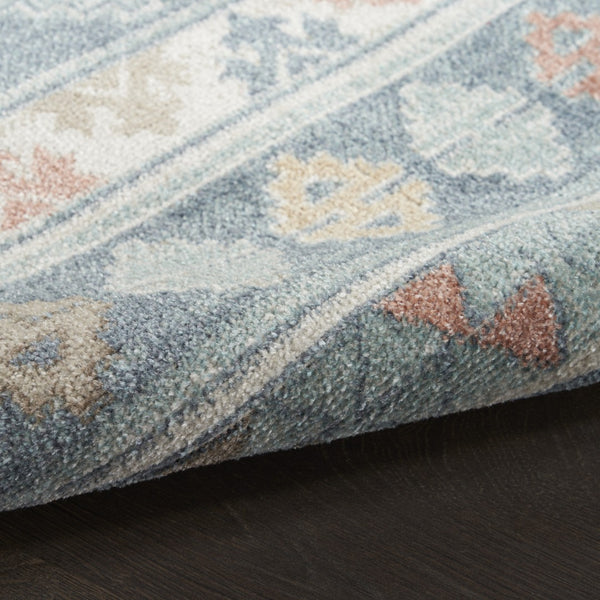 Homeroots 5' Geometric Flatweave Area Rug In Blue & Orange – Stylish, Durable & Stain Resistant For Any Room 8' X 10' Polyester 569916