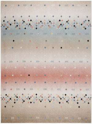 Homeroots 5' Tan Orange And Ivory Geometric Flatweave Area Rug - Durable, Stain Resistant, Perfect For Kids & Pets 8' X 10' Polyester 569917