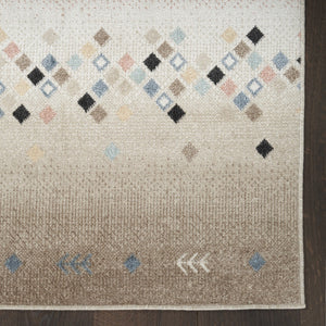 Homeroots 5' Tan Orange And Ivory Geometric Flatweave Area Rug - Durable, Stain Resistant, Perfect For Kids & Pets 8' X 10' Polyester 569917