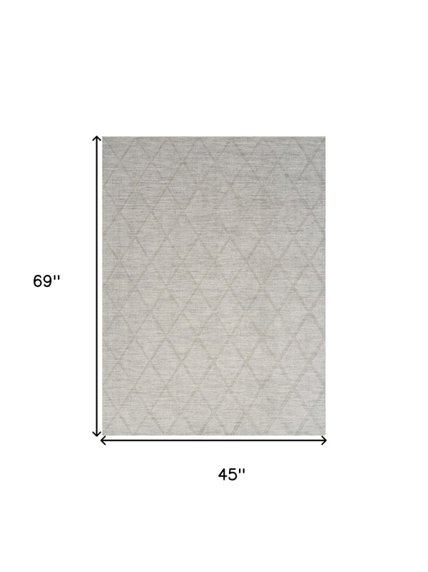 Homeroots 4' X 6' Gray Wool Geometric Area Rug  Wool 569920