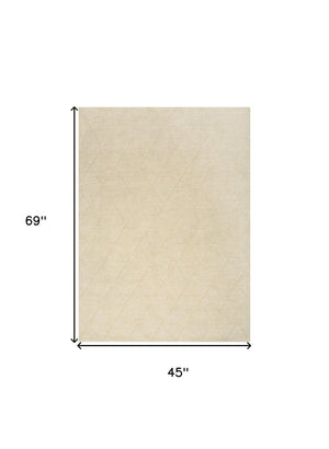 Homeroots 4' X 6' Ivory Wool Geometric Area Rug  Wool 569921