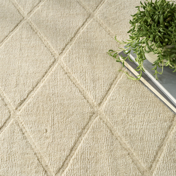 Homeroots 4' X 6' Ivory Wool Geometric Area Rug  Wool 569921