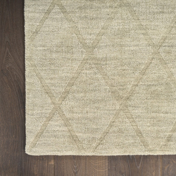 HomeRoots 4' Sage Wool Geometric Area Rug - Modern Design for Entryways, Bedrooms & Small Spaces - Soft & Durable 4' X 6' 569922