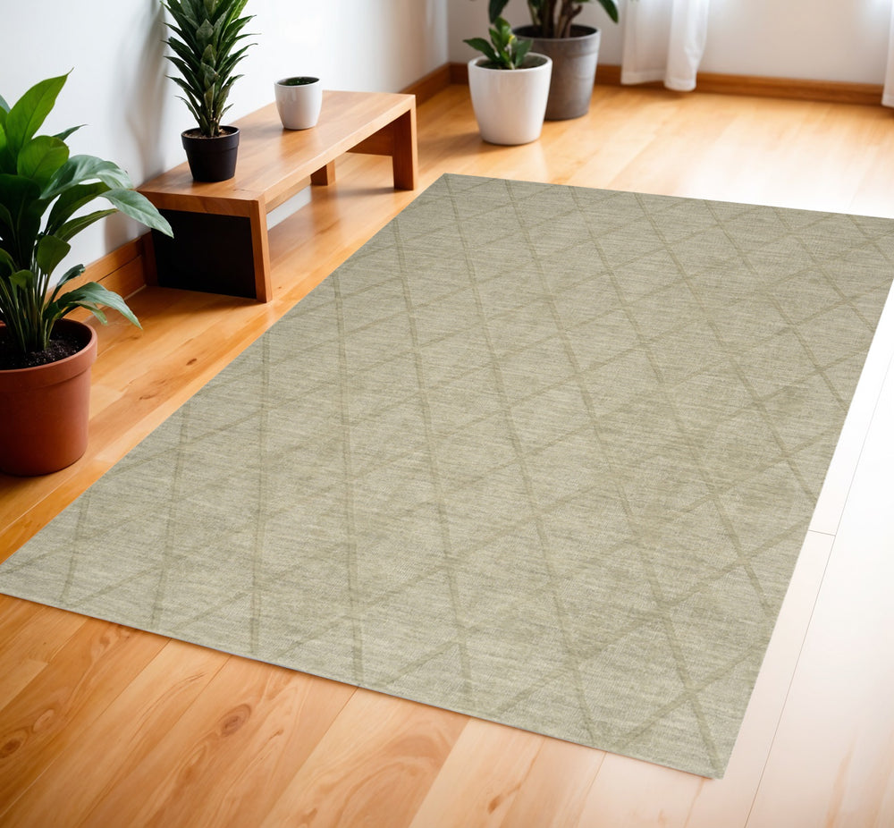 Homeroots 4' X 6' Sage Wool Geometric Area Rug  Wool 569922
