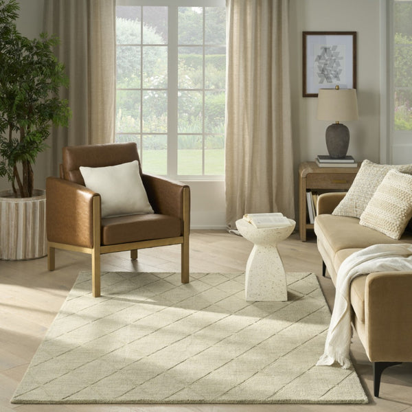 HomeRoots 4' Sage Wool Geometric Area Rug - Modern Design for Entryways, Bedrooms & Small Spaces - Soft & Durable 4' X 6' 569922
