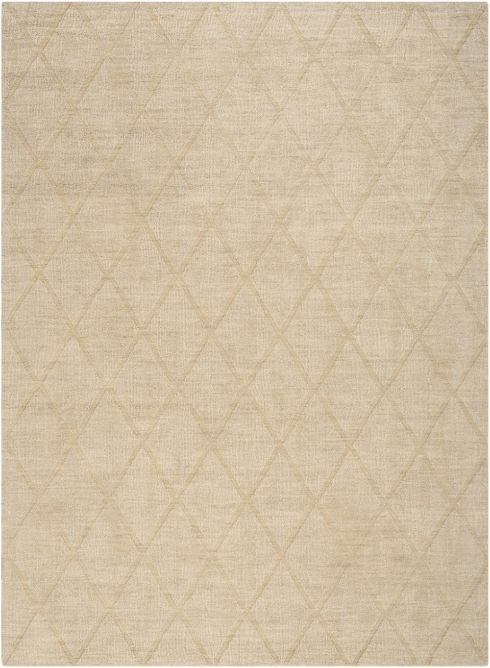 HomeRoots 4' Beige Geometric Wool Area Rug - Modern, Soft, Durable Design Perfect for Small Spaces and Entryways 5' X 7' 569923