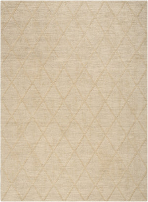 HomeRoots 4' Beige Geometric Wool Area Rug - Modern, Soft, Durable Design Perfect for Small Spaces and Entryways 5' X 7' 569923