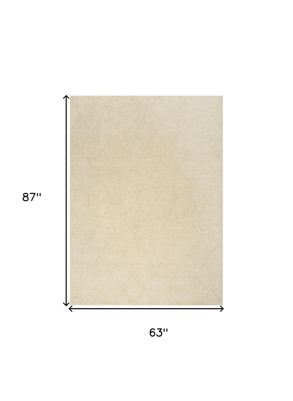 Homeroots 5' X 7' Ivory Wool Geometric Area Rug  Wool 569926