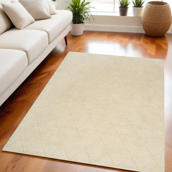 Homeroots 5' X 7' Ivory Wool Geometric Area Rug  Wool 569926
