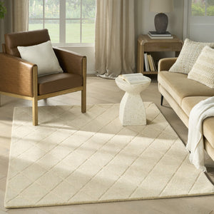 HomeRoots 4' Ivory Wool Area Rug - Modern Geometric Design for Warmth and Style in Any Room or Space 5' X 7' 569926