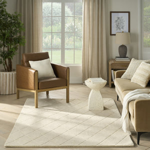 HomeRoots 4' Ivory Wool Area Rug - Modern Geometric Design for Warmth and Style in Any Room or Space 5' X 7' 569926