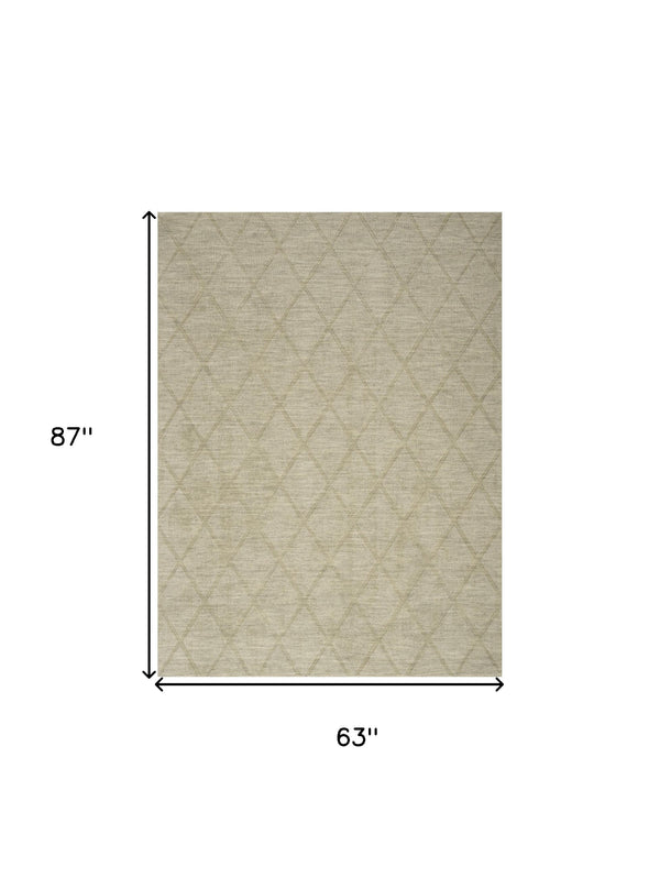Homeroots 5' X 7' Sage Wool Geometric Area Rug  Wool 569927