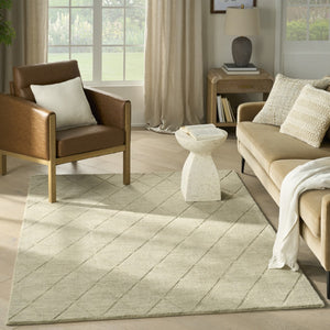 HomeRoots 4' Sage Wool Geometric Area Rug - Modern Design for Entryways, Bedrooms & Small Spaces - Soft & Durable 5' X 7' 569927