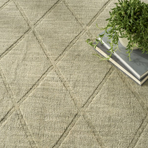 HomeRoots 4' Sage Wool Geometric Area Rug - Modern Design for Entryways, Bedrooms & Small Spaces - Soft & Durable 5' X 7' 569927