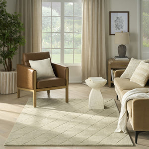 HomeRoots 4' Sage Wool Geometric Area Rug - Modern Design for Entryways, Bedrooms & Small Spaces - Soft & Durable 5' X 7' 569927