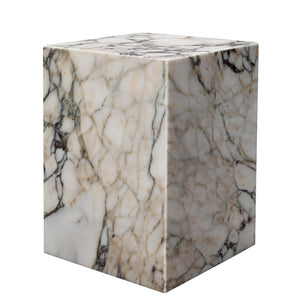 HomeRoots 20" Ivory Marble Square Block End Table - Handcrafted Elegance for Versatile Home Decor & Style 569935