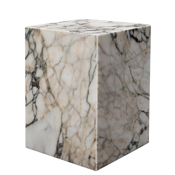 HomeRoots 20" Ivory Marble Square Block End Table - Handcrafted Elegance for Versatile Home Decor & Style 569935