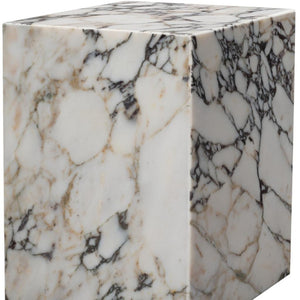 HomeRoots 20" Ivory Marble Square Block End Table - Handcrafted Elegance for Versatile Home Decor & Style 569935