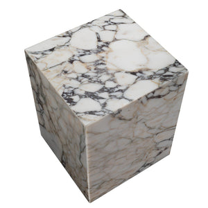 HomeRoots 20" Ivory Marble Square Block End Table - Handcrafted Elegance for Versatile Home Decor & Style 569935