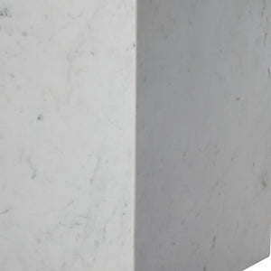 HomeRoots 20" White Marble Square Block End Table - Elegant Accent for Living Room, Bedroom, or Office Decor 569936