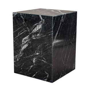 Homeroots 20" Black Marble Square Block End Table - Stylish Modern Accent For Living Room & Entryway Decor   569937