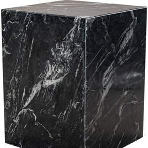 Homeroots 20" Black Marble Square Block End Table - Stylish Modern Accent For Living Room & Entryway Decor   569937