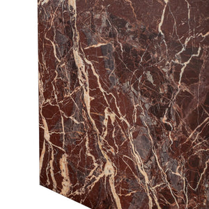 Homeroots 20" Red Marble Square Block End Table - Elegant Accent For Living Room, Bedroom, Or Entryway Decor   569938