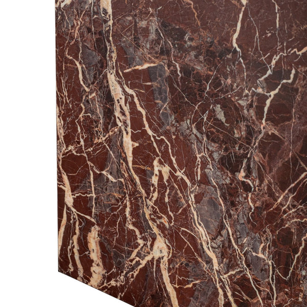 Homeroots 20" Red Marble Square Block End Table - Elegant Accent For Living Room, Bedroom, Or Entryway Decor   569938