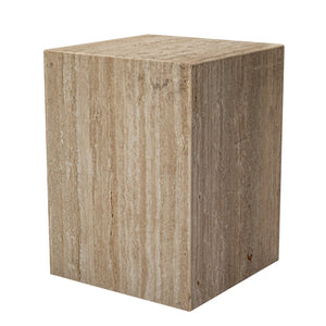 HomeRoots 20" Beige Marble End Table - Contemporary Artisan Design, Durable Natural Stone, No Assembly Required! 569939