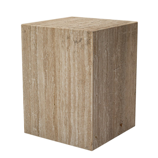 HomeRoots 20" Beige Marble End Table - Contemporary Artisan Design, Durable Natural Stone, No Assembly Required! 569939