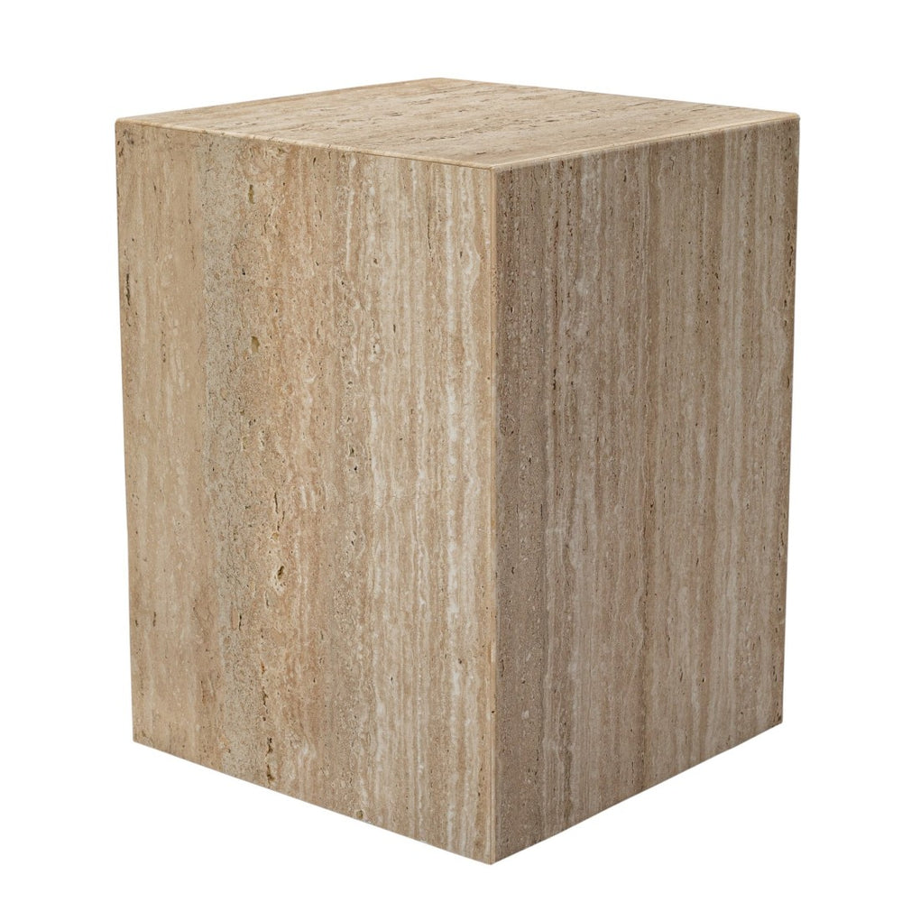 HomeRoots 20" Beige Marble End Table - Contemporary Artisan Design, Durable Natural Stone, No Assembly Required! 569939