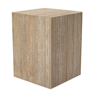 HomeRoots 20" Beige Marble End Table - Contemporary Artisan Design, Durable Natural Stone, No Assembly Required! 569939