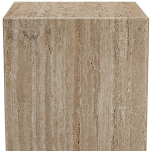 HomeRoots 20" Beige Marble End Table - Contemporary Artisan Design, Durable Natural Stone, No Assembly Required! 569939