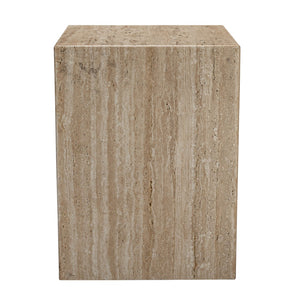 HomeRoots 20" Beige Marble End Table - Contemporary Artisan Design, Durable Natural Stone, No Assembly Required! 569939