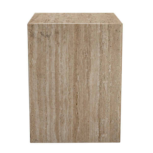 HomeRoots 20" Beige Marble End Table - Contemporary Artisan Design, Durable Natural Stone, No Assembly Required! 569939
