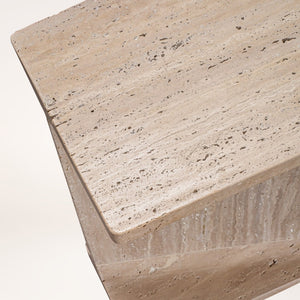 HomeRoots 22" Elegant Beige Marble Pedestal End Table - Handcrafted Compact Design for Modern Living Spaces 569940