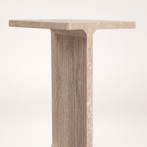 HomeRoots 22" Elegant Beige Marble Pedestal End Table - Handcrafted Compact Design for Modern Living Spaces 569940