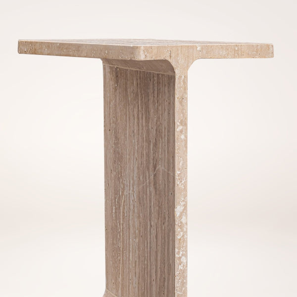 HomeRoots 22" Elegant Beige Marble Pedestal End Table - Handcrafted Compact Design for Modern Living Spaces 569940
