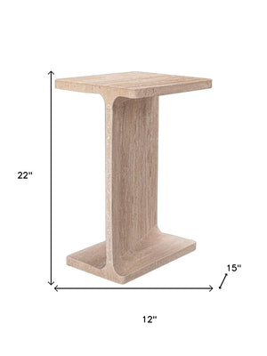 HomeRoots 22" Elegant Beige Marble Pedestal End Table - Handcrafted Compact Design for Modern Living Spaces 569940