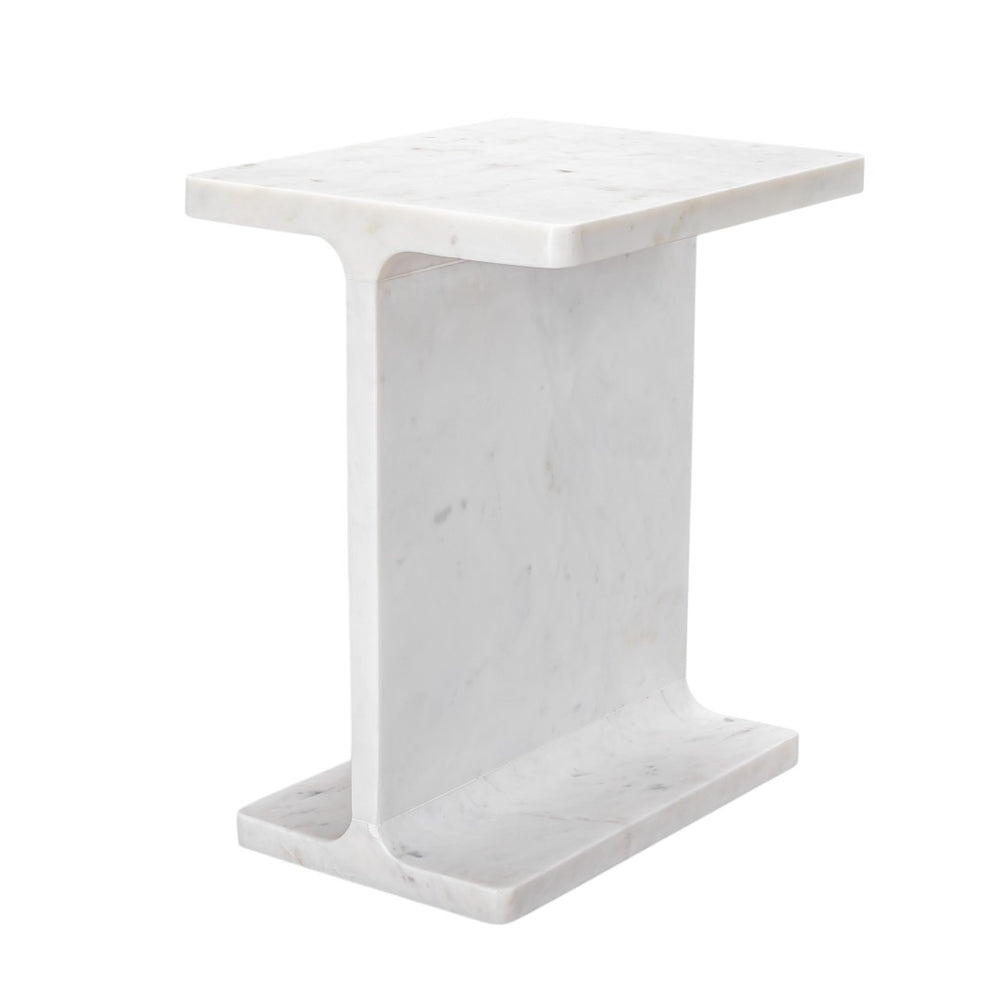 HomeRoots 22" Exquisite White Marble Pedestal End Table – Handcrafted, Versatile Accent for Modern Living Spaces 569941