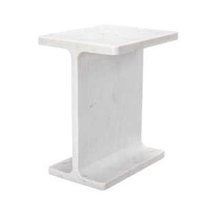 HomeRoots 22" Exquisite White Marble Pedestal End Table – Handcrafted, Versatile Accent for Modern Living Spaces 569941